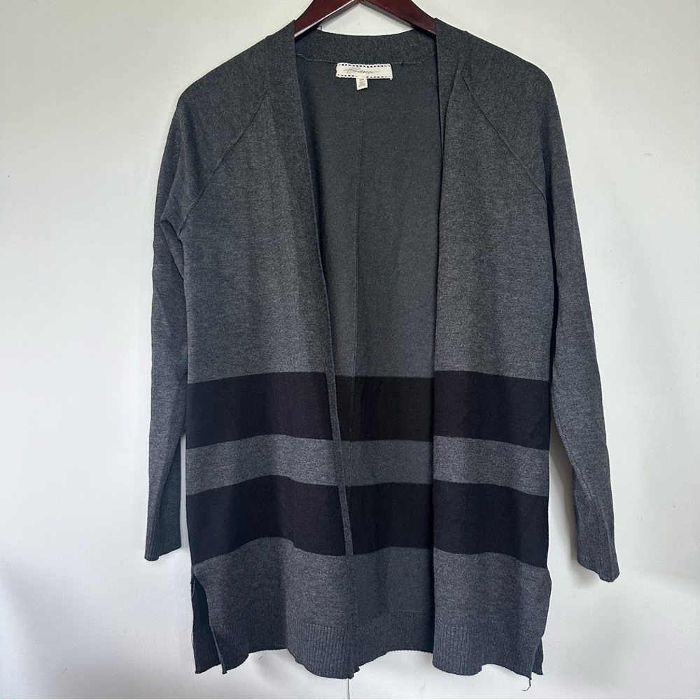 Pointelle Grey Striped Cardigan